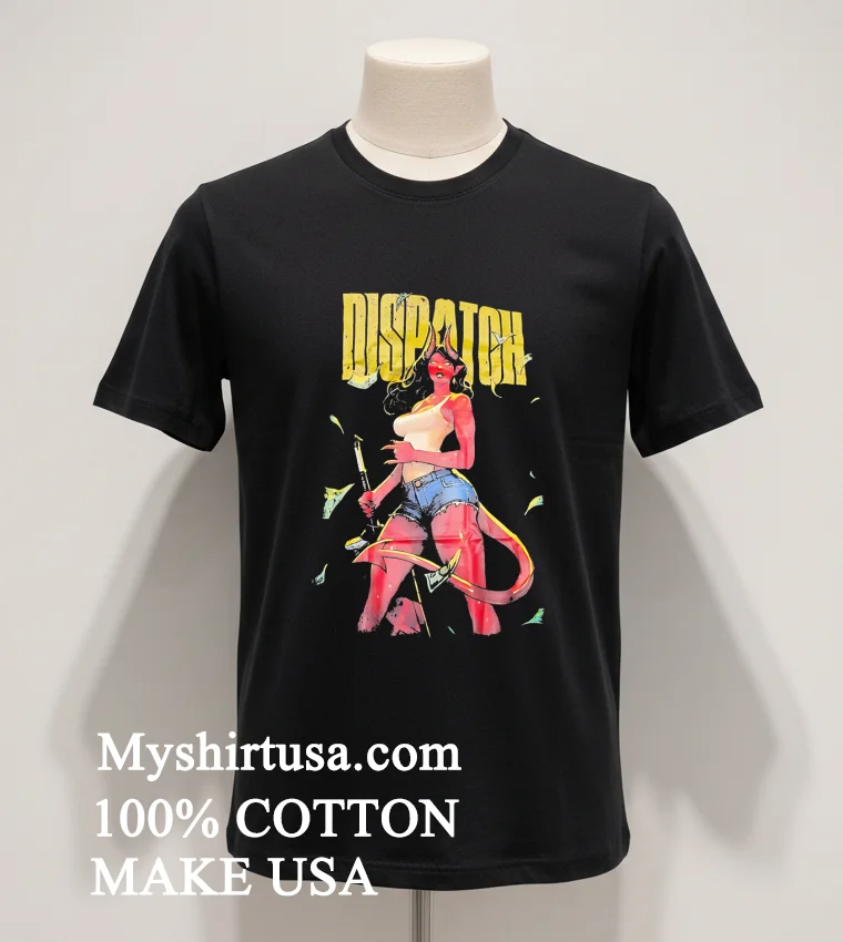 Dispatch Red Demon Girl With Horns And Money Shirt Balck Shirt