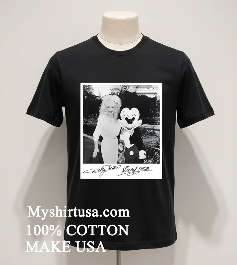 Dolly Parton And Mickey Mouse Picture Shirt Balck Shirt 1