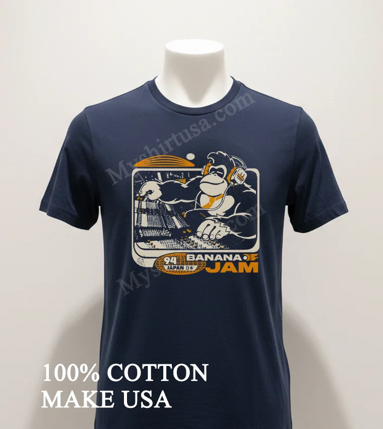 Donkey Kong 94 Japan Banana Jam Dj Gorilla funny america t-shirts - navy-shirt Donkey Kong 94 Japan Banana Jam Dj Gorilla Shirt Navy Shirt 1