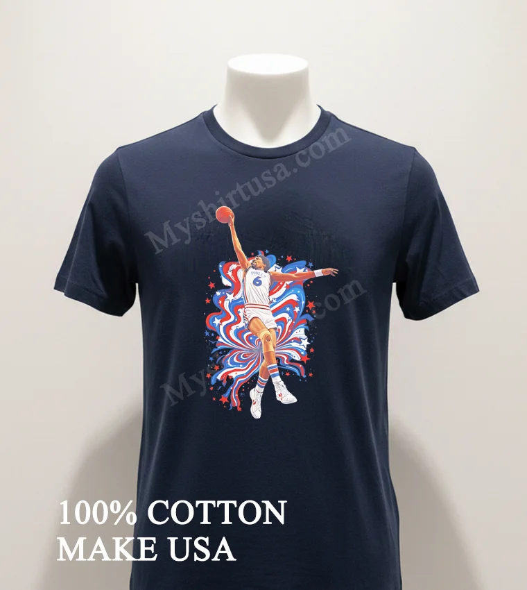 Dr J Julius Erving Philadelphia 76ers Basketball Shirt Navy Shirt 1