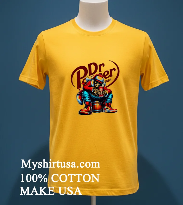 Dr Pepper Santa Skeleton Christmas Shirt Yellow T Shirt