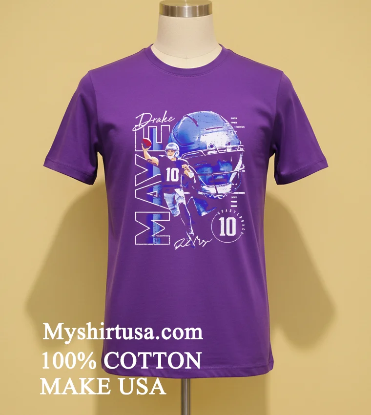 Drake Maye New England Vertical Name Helmet Head Shirt Purple Shirt