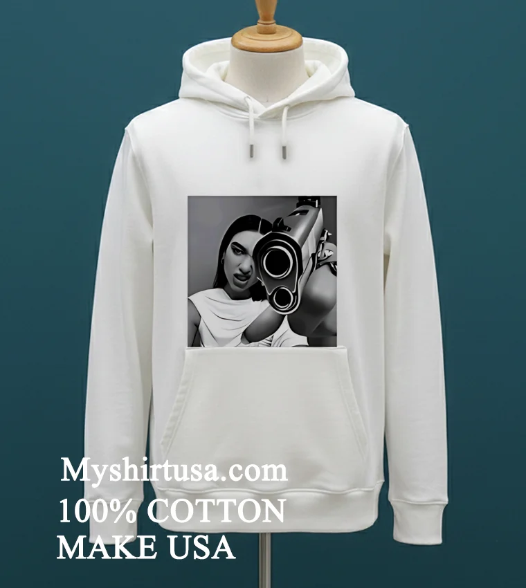 Dua Lipa With Gun Shirt White T Shirt 2