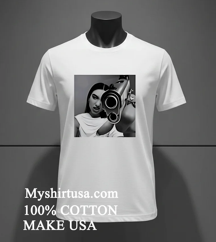 Dua Lipa With Gun Shirt - white-t-shirt Dua Lipa With Gun Shirt White T Shirt 4