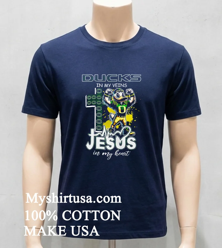 Ducks In My Veins Jesus In My Heart Mascot Shirt Navy Shirt
