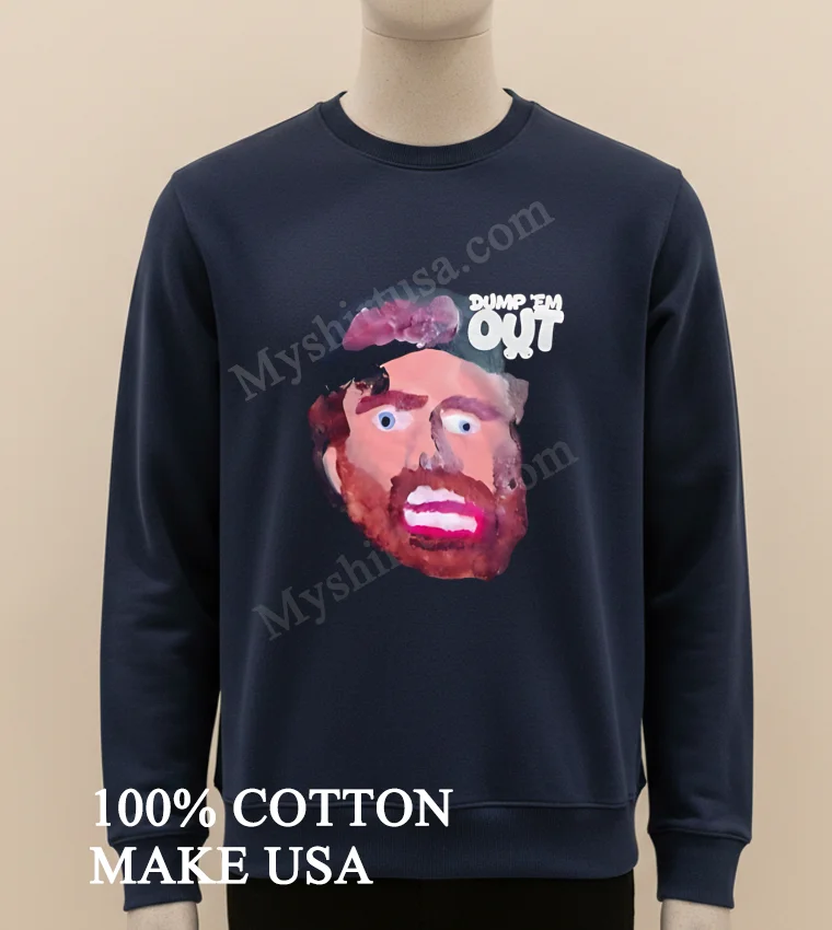 Dump Em Out Cartoon Bearded Man Face Graphic Shirt Long Sleve Shirt