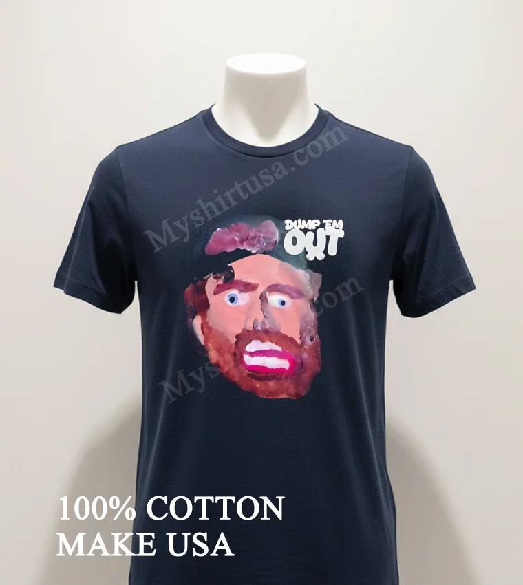 Dump Em Out Cartoon Bearded Man Face Graphic funny america t-shirts - navy-shirt Dump Em Out Cartoon Bearded Man Face Graphic Shirt Navy Shirt 1