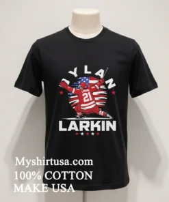 Dylan Larkin 21 American Flag Action Pose funny america t-shirts