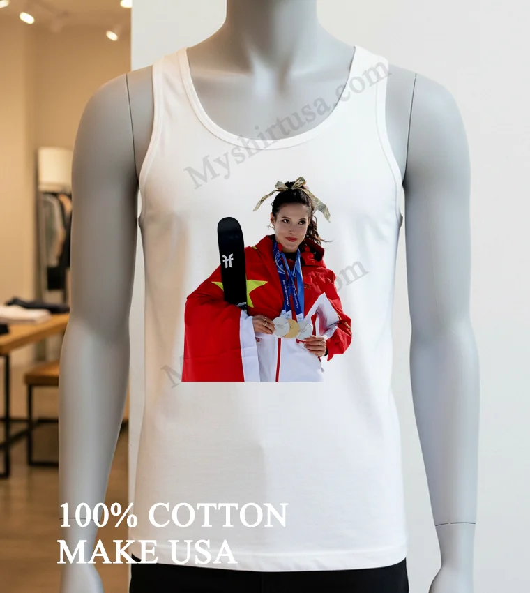 Eileen Gu Wins Gold Poster funny america t-shirts - white-t-shirt Eileen Gu Wins Gold Poster Shirt White T Shirt 3