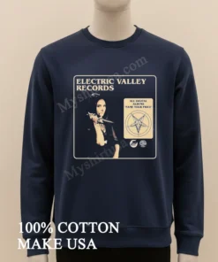 Electric Valley Records Woman Dagger Pentagram Baphomet funny america t-shirts