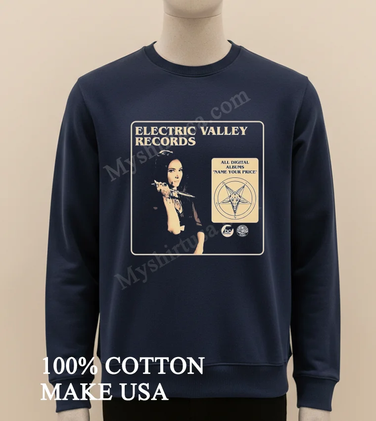 Electric Valley Records Woman Dagger Pentagram Baphomet Shirt Long Sleve Shirt