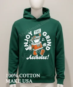 Enjoy The Grind Retro Cartoon Coffee Grinder Middle Finger Assholes Shirt