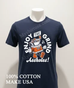 Enjoy The Grind Retro Cartoon Coffee Grinder Middle Finger Assholes Shirt