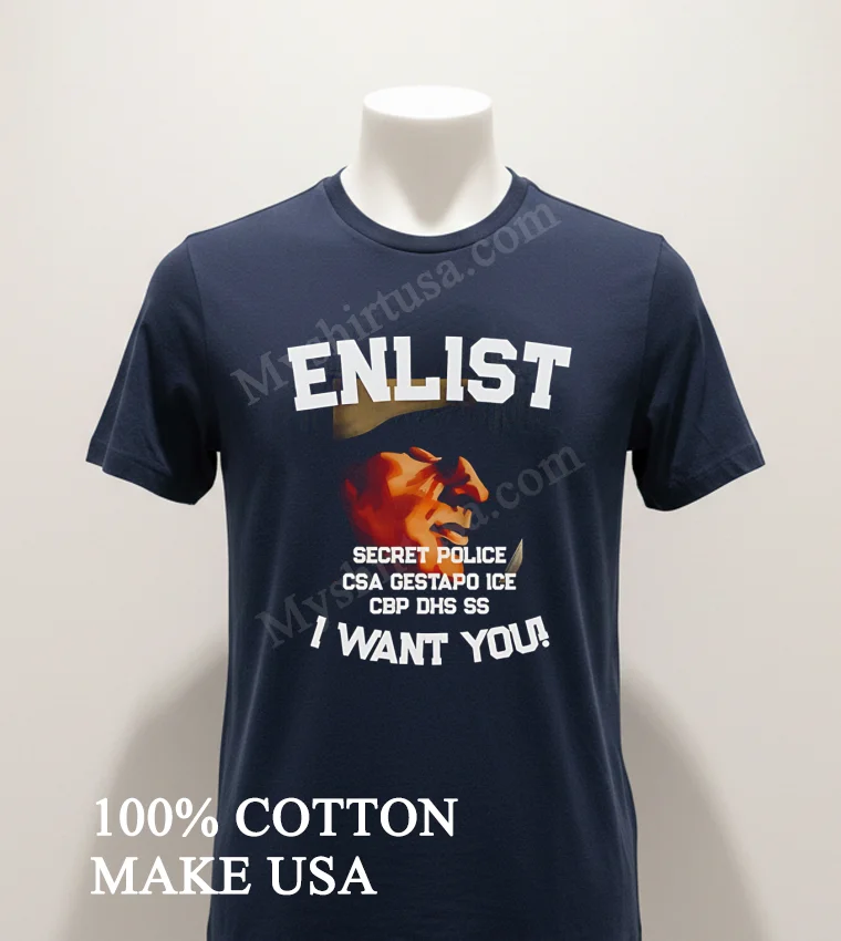 Enlist Secret Police Csa Gestapo Ice Cbp Dhs Ss Shirt Navy Shirt 1