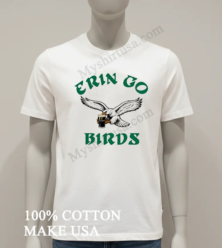 Erin Go Birds Eagle Holding A Guinness Shirt White T Shirt