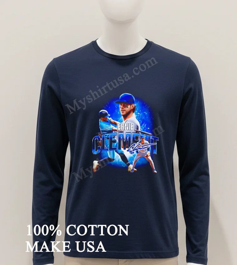 Ernie Clement Toronto Baseball Player Blue Action Pose funny america t-shirts - hoodie-shirt Ernie Clement Toronto Baseball Player Blue Action Pose Shirt Hoodie Shirt 1