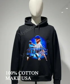 Ernie Clement Toronto Baseball Player Blue Action Pose funny america t-shirts