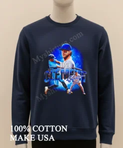 Ernie Clement Toronto Baseball Player Blue Action Pose funny america t-shirts