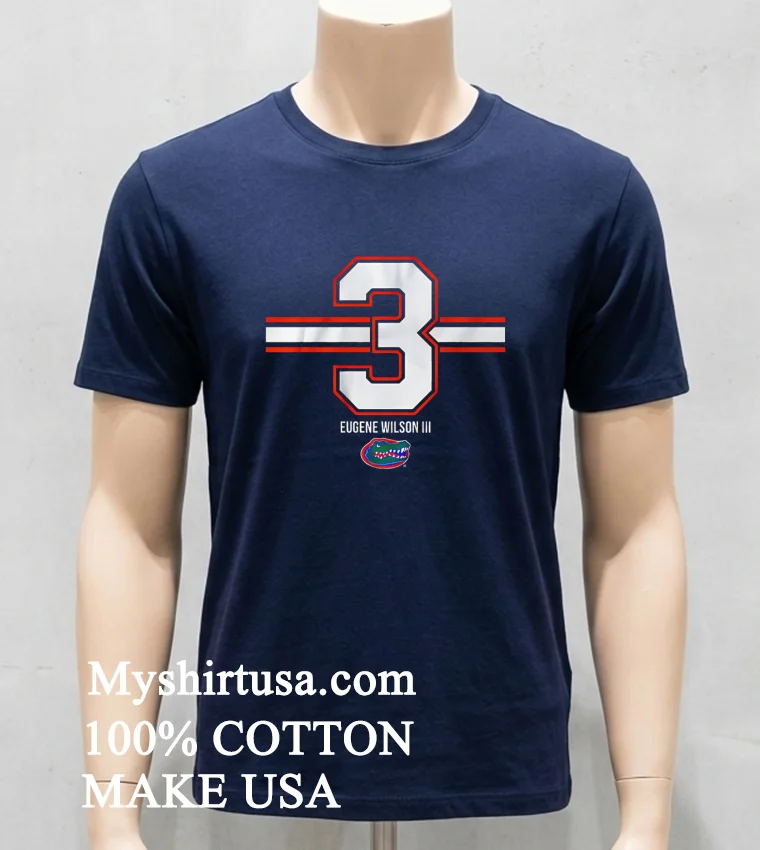 Eugene Wilson Iii 3 Stripe Florida Gators new t-shirt - navy-shirt Eugene Wilson Iii 3 Stripe Florida Gators Shirt Navy Shirt