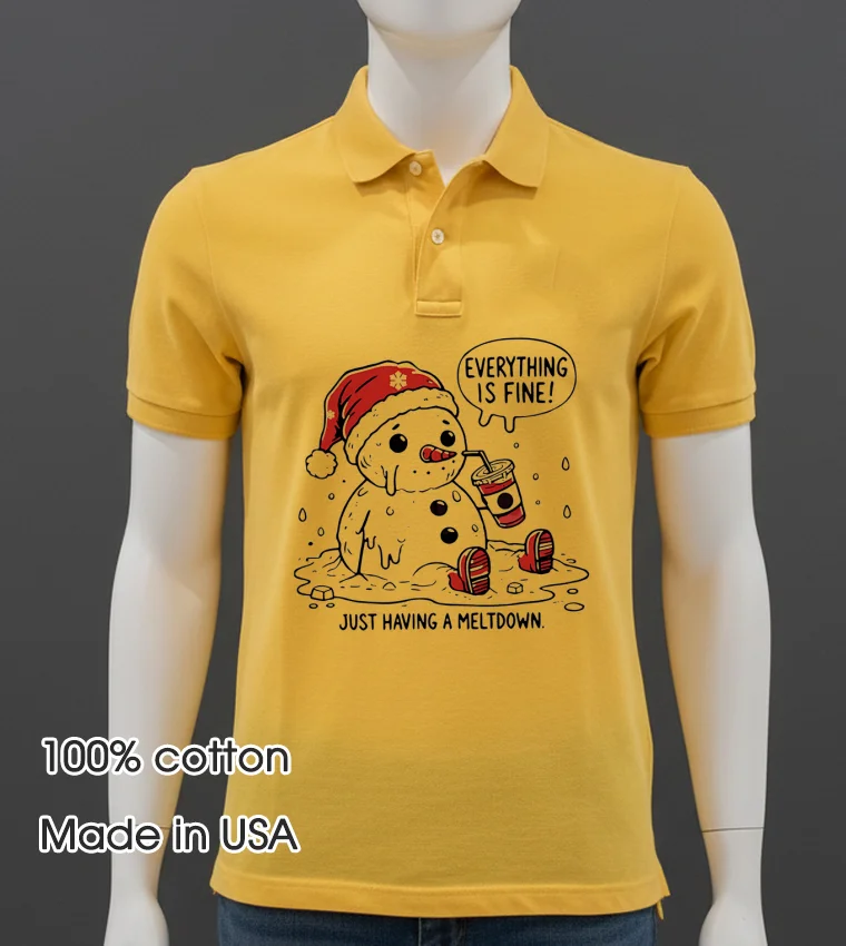 Everything Is Fine Meltdown Christmas Shirt - yellow-t-shirt Everything Is Fine Meltdown Christmas Shirt Yellow T Shirt