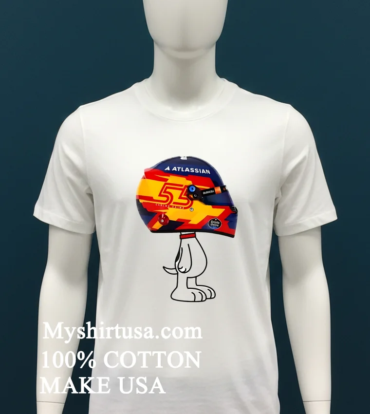 F1 Carlos Sainz Racing Helmet Snoopy Motorsport Shirt White T Shirt 1