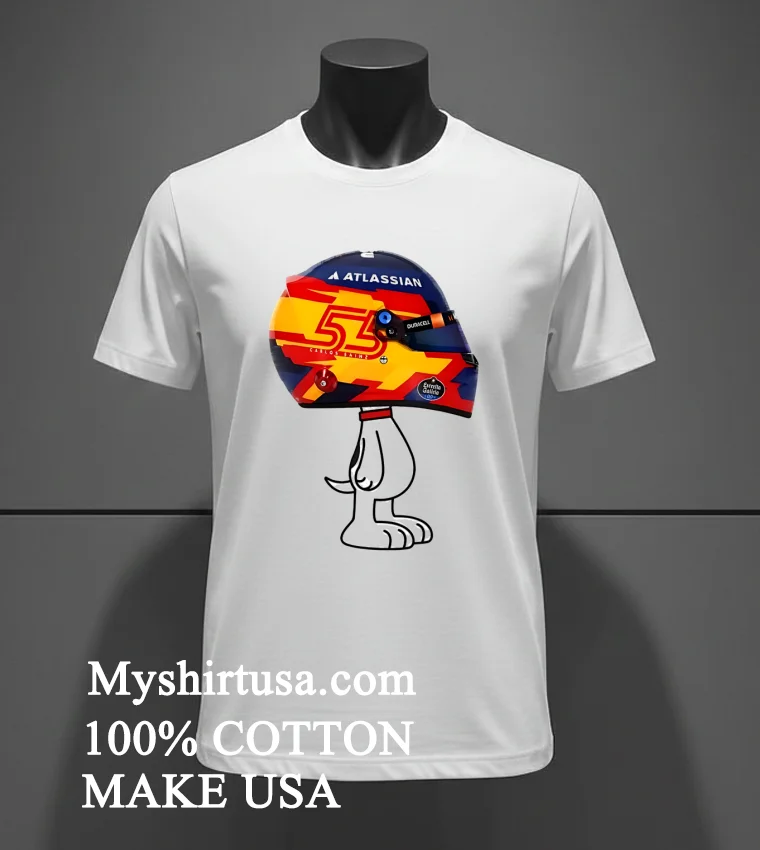 F1 Carlos Sainz Racing Helmet Snoopy Motorsport Shirt - white-t-shirt F1 Carlos Sainz Racing Helmet Snoopy Motorsport Shirt White T Shirt 2