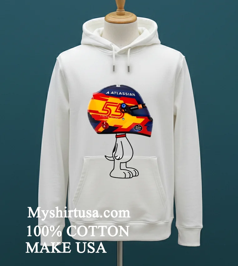 F1 Carlos Sainz Racing Helmet Snoopy Motorsport Shirt - white-t-shirt F1 Carlos Sainz Racing Helmet Snoopy Motorsport Shirt White T Shirt