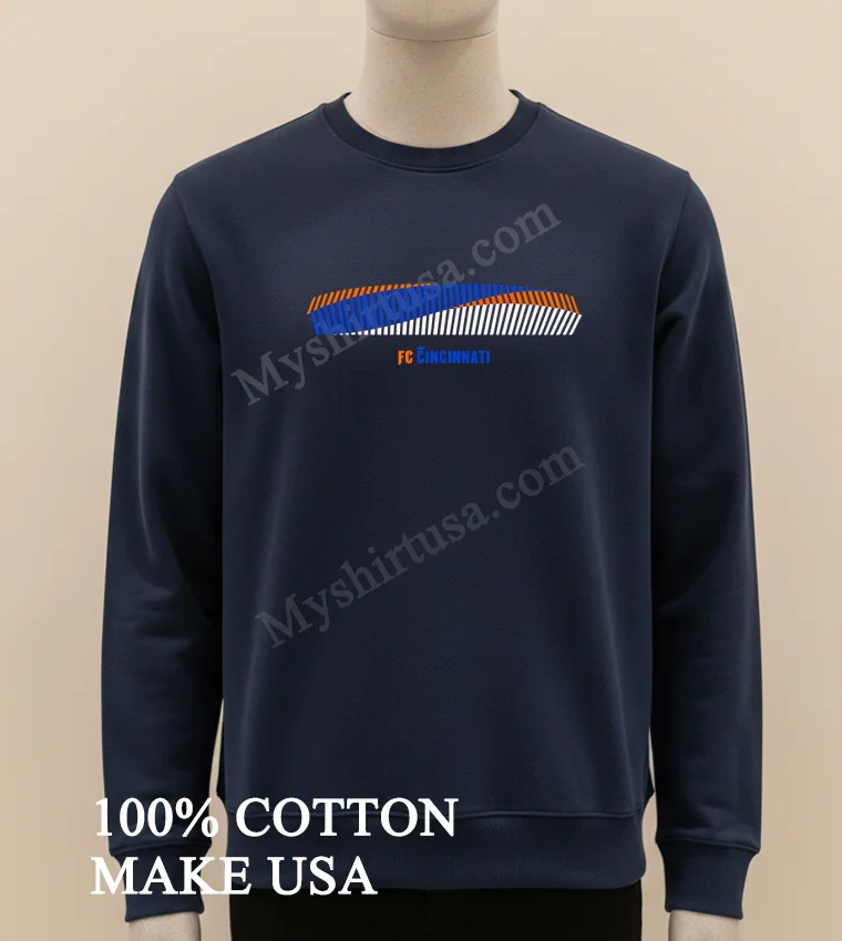 Fc Cincinnati Orange Blue White Abstract Stadium Shirt Long Sleve Shirt