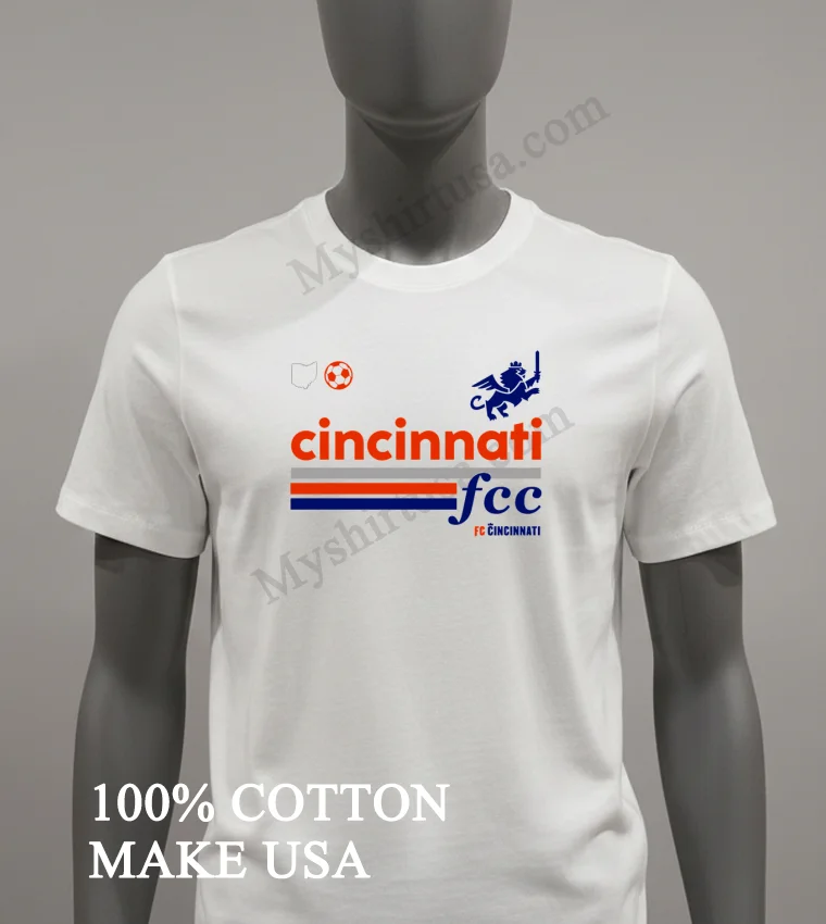 Fc Cincinnati Stripes Euro Style Shirt White T Shirt 2