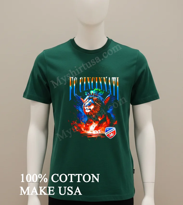 Fc Cincinnati Winged Retro Lion Graphic Shirt Green Shirt