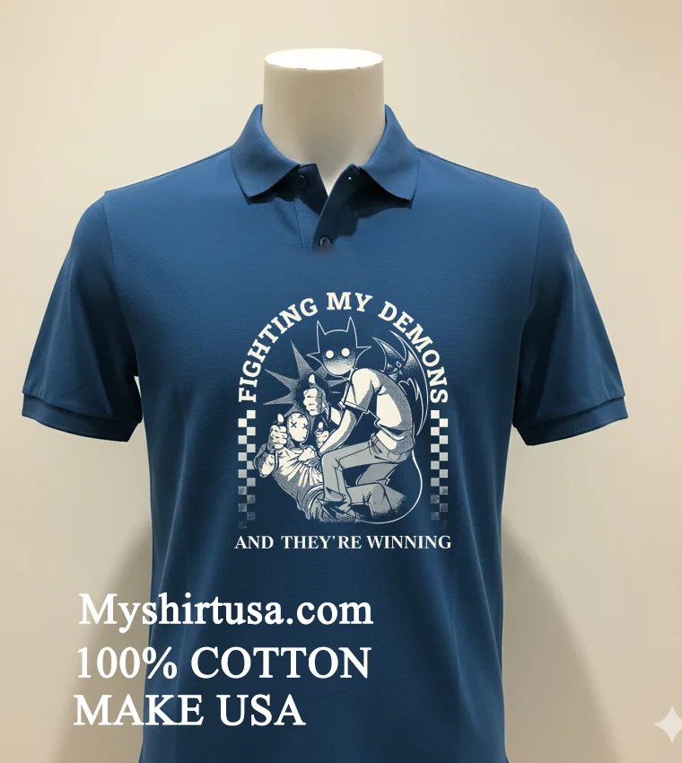 Fighting My Demons And They Re Winnng Shirt - navy-shirt Fighting My Demons And Theyre Winnng Shirt Navy Shirt 1