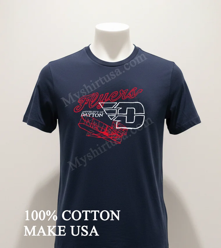 Fluers University Of Dayton Cube funny america t-shirts - navy-shirt Fluers University Of Dayton Cube Shirt Navy Shirt 1