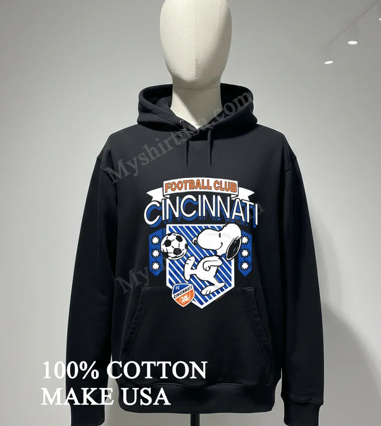 Football Club Cincinnati Snoopy Soccer Kick Blue White Shirt Hoodie Shirt