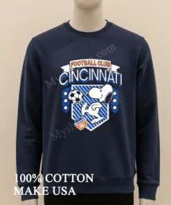 Football Club Cincinnati Snoopy Soccer Kick Blue White funny america t-shirts