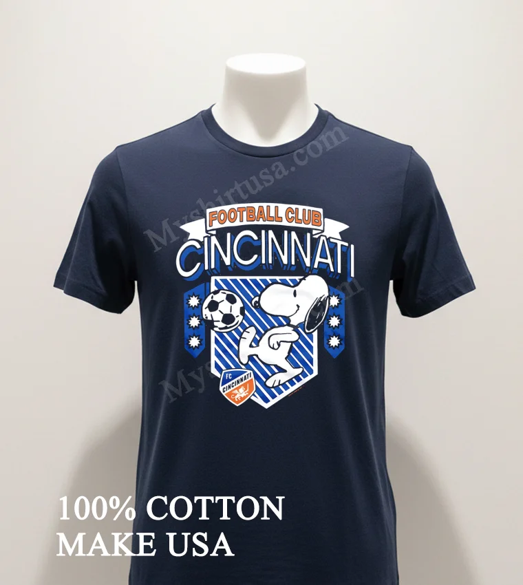 Football Club Cincinnati Snoopy Soccer Kick Blue White funny america t-shirts - navy-shirt Football Club Cincinnati Snoopy Soccer Kick Blue White Shirt Navy Shirt 1