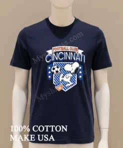 Football Club Cincinnati Snoopy Soccer Kick Blue White funny america t-shirts