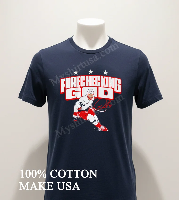 Forechecking God Tom Wilson Washington Capitals Hockey Shirt Navy Shirt