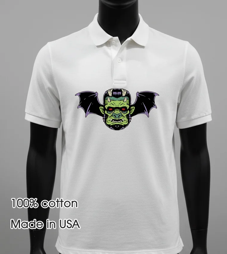 Frankenstein Bat Wing Demon Head Psychobilly Monster Zombie Shirt White T Shirt 1