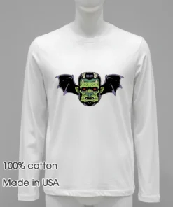 Frankenstein Bat Wing Demon Head Psychobilly Monster Zombie Shirt
