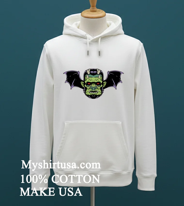 Frankenstein Bat Wing Demon Head Psychobilly Monster Zombie Shirt - white-t-shirt Frankenstein Bat Wing Demon Head Psychobilly Monster Zombie Shirt White T Shirt 3