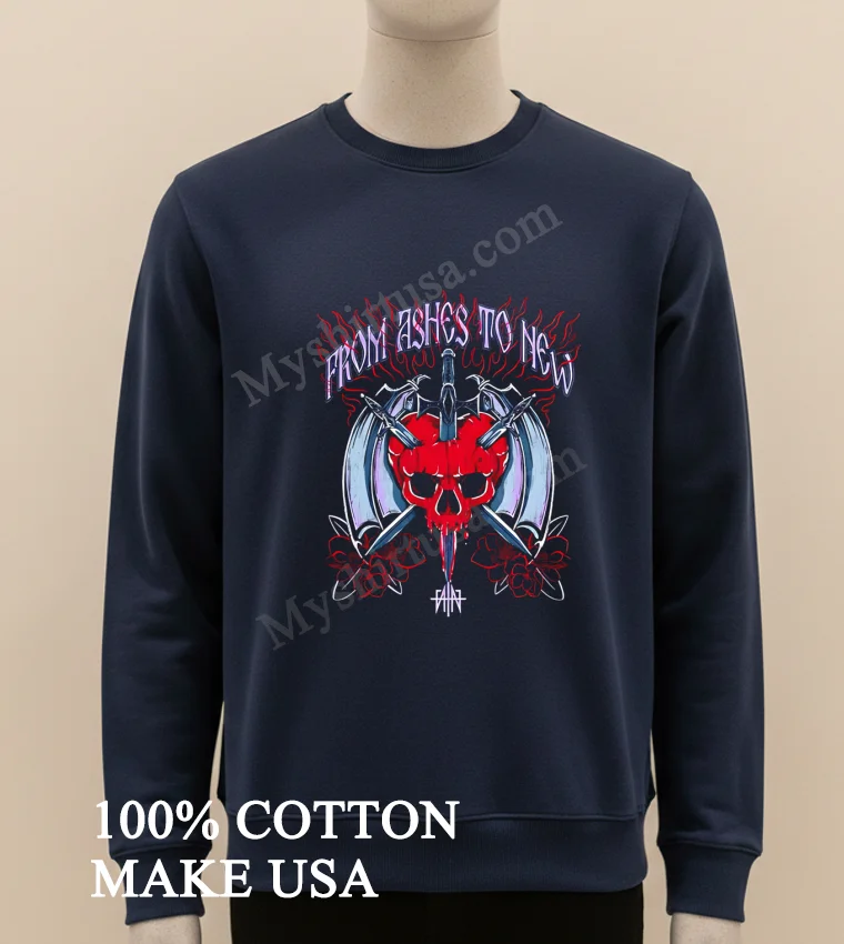 From Ashes To New Sword Through Heart Skull And Roses Shirt Long Sleve Shirt