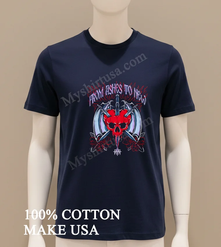 From Ashes To New Sword Through Heart Skull And Roses funny america t-shirts - navy-shirt From Ashes To New Sword Through Heart Skull And Roses Shirt Navy Shirt