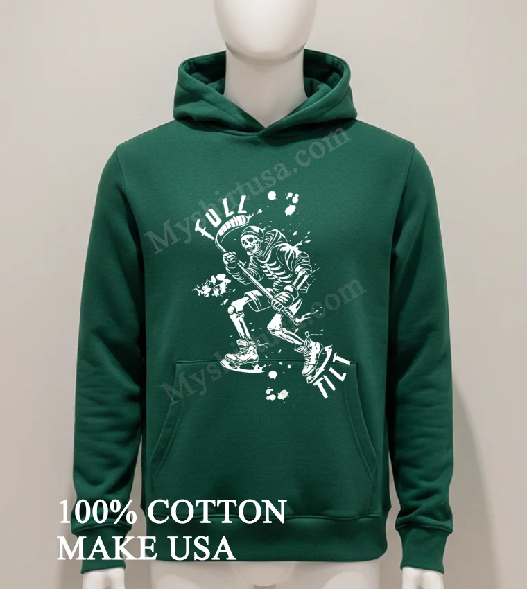 Full Tilt Skeleton Wearing Hoodie Skating And Playing Ice Hockey Shirt - hoodie-shirt Full Tilt Skeleton Wearing Hoodie Skating And Playing Ice Hockey Shirt Hoodie Shirt 1