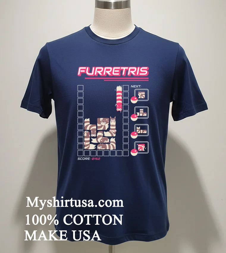 Furretris Next Ferrets Score 0162 Video Games Shirt - navy-shirt Furretris Next Ferrets Score 0162 Video Games Shirt Navy Shirt 1