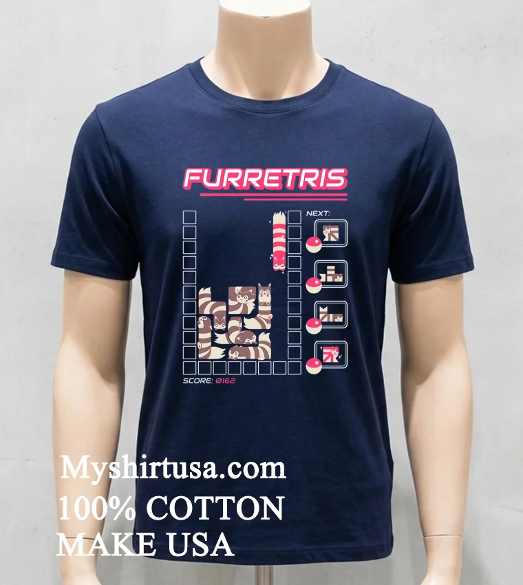 Furretris Next Ferrets Score 0162 Video Games Shirt Navy Shirt