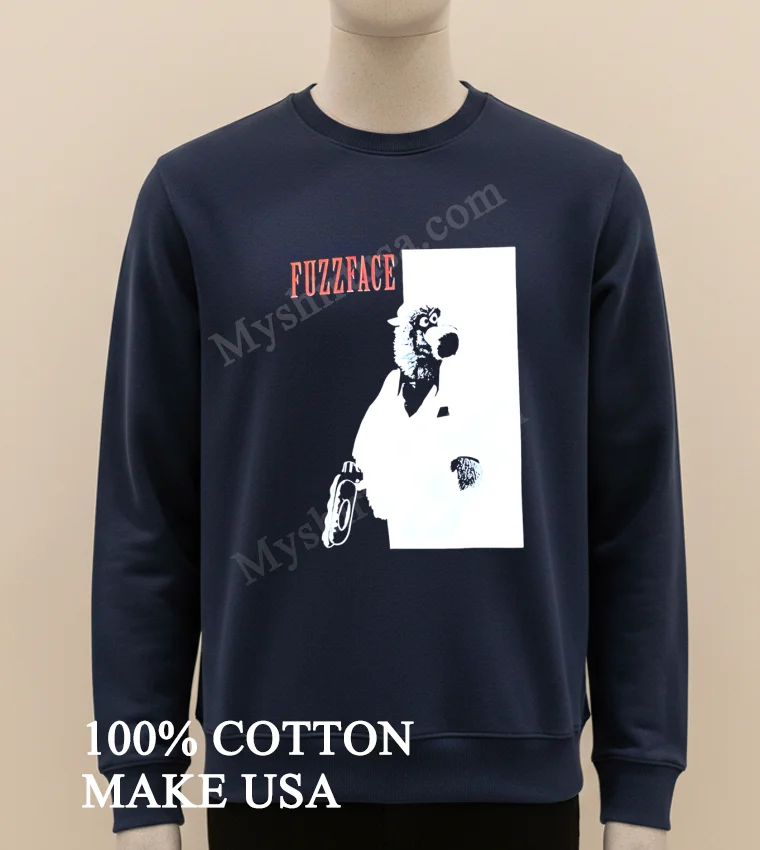 Fuzzface Mascot Character Black And White Graphic Shirt Long Sleve Shirt