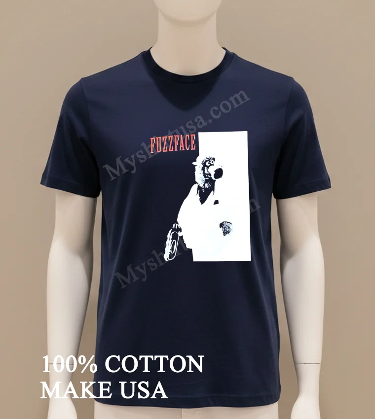 Fuzzface Mascot Character Black And White Graphic funny america t-shirts - navy-shirt Fuzzface Mascot Character Black And White Graphic Shirt Navy Shirt