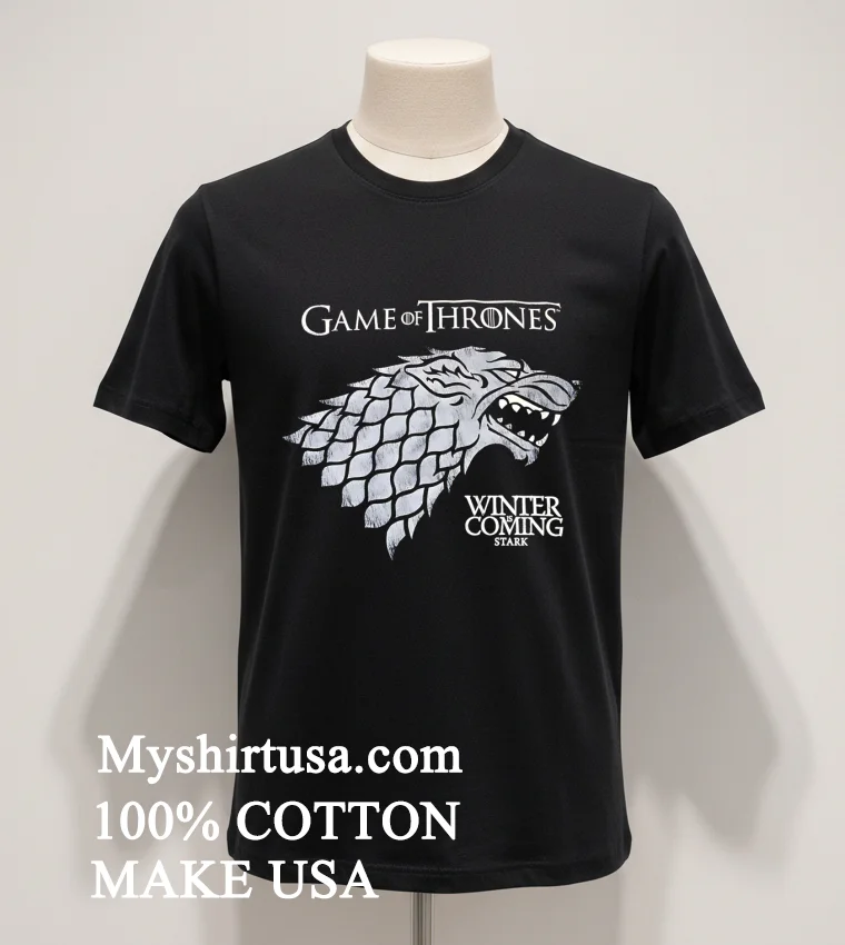 Game Of Thrones Winter Is Coming Stark Wolf Head Logo new t-shirt - balck-shirt Game Of Thrones Winter Is Coming Stark Wolf Head Logo Shirt Balck Shirt 1