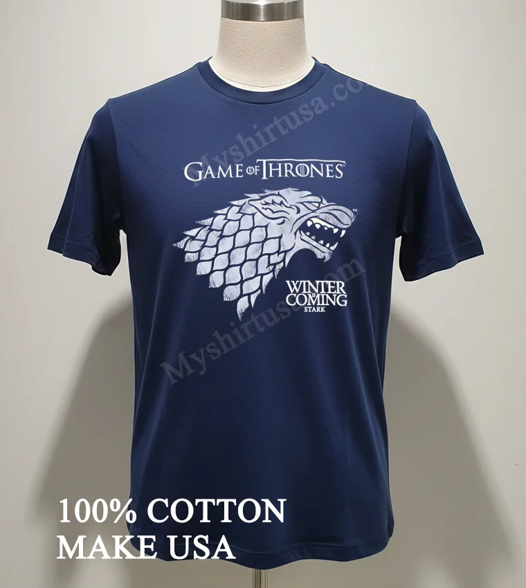 Game Of Thrones Winter Is Coming Stark Wolf Head Logo new t-shirt - navy-shirt Game Of Thrones Winter Is Coming Stark Wolf Head Logo Shirt Navy Shirt 2