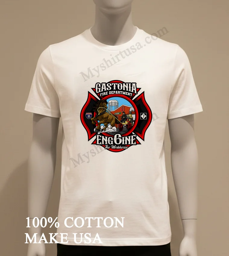 Gastonia Fire Department Engine 6 The Workhorse Horse Carriage Shirt White T Shirt